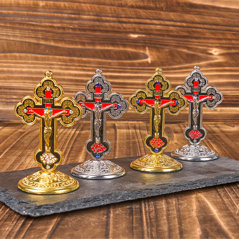 Christianartworkshop - Supporto per crocifisso decorato, stile classico retrò, ornamenti da tavolo - image 7
