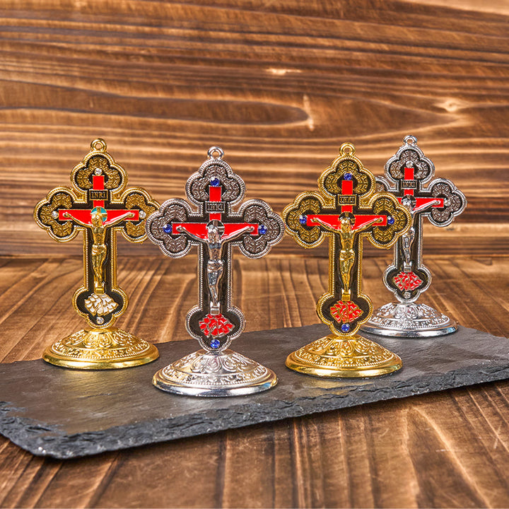 Christianartworkshop - Supporto per crocifisso decorato, stile classico retrò, ornamenti da tavolo - image 6