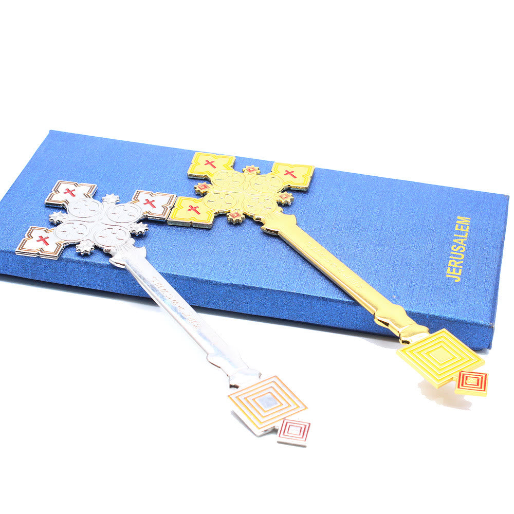 Christianartworkshop Croce di Gerusalemme in stile classico con mano benedicente a forma di croce regale - image 0