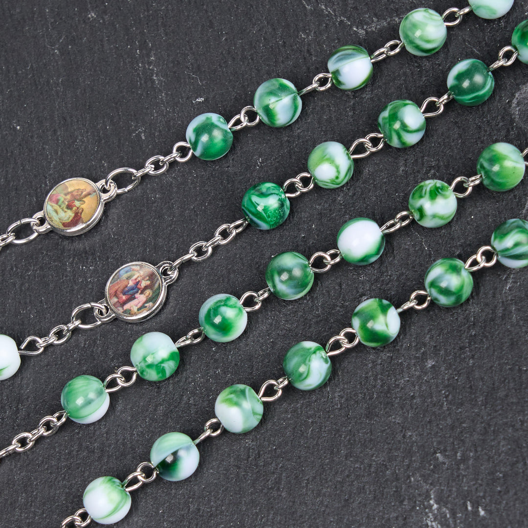 Christianartworkshop Rosario con catena in lega acrilica blu/verde rotonda da 8 mm, sette dolori - image 10