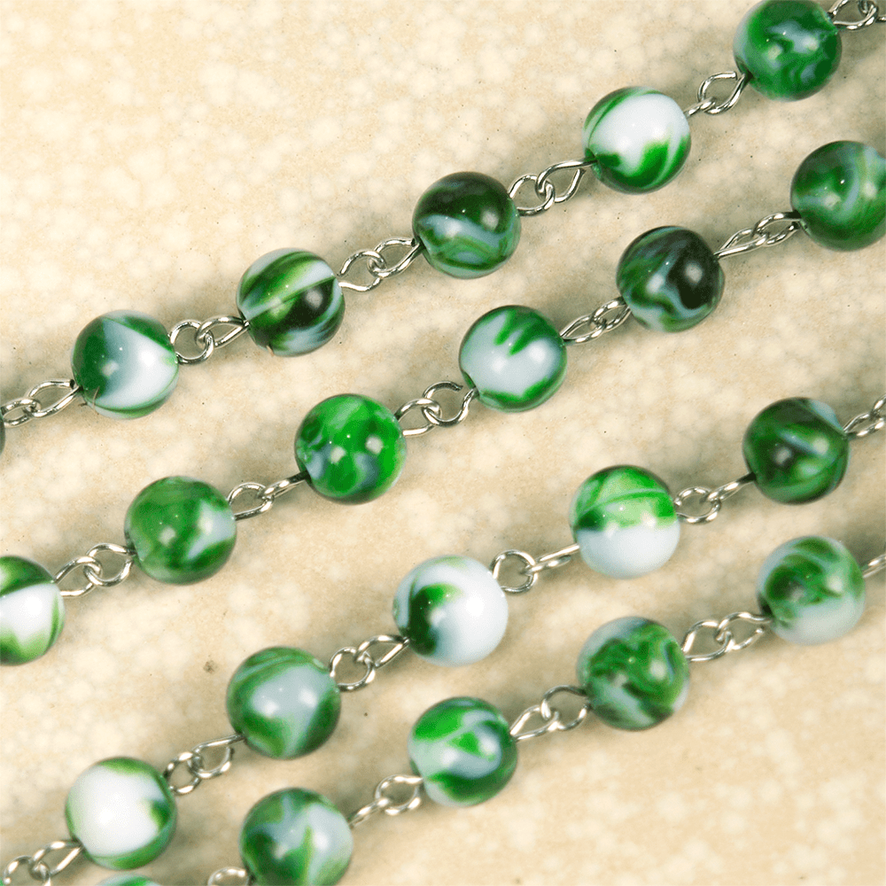 Christianartworkshop Rosario con catena in lega acrilica verde rotonda da 8 mm con San Giuda Taddeo e crocifisso - image 4