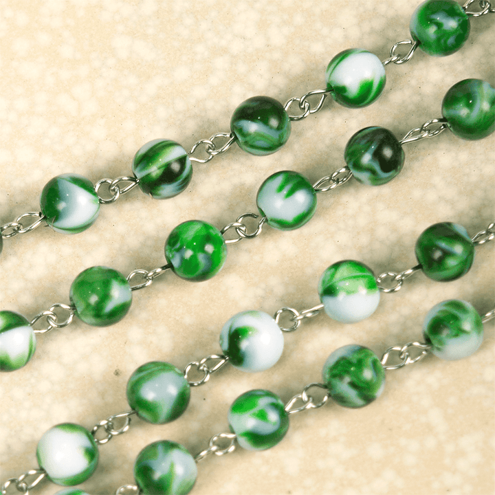 Christianartworkshop Rosario con catena in lega acrilica verde rotonda da 8 mm con San Giuda Taddeo e crocifisso - image 4