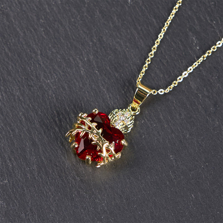 Christianartworkshop LA FEDE COME ARMATURA: Collana con ciondolo del Sacro Cuore di Gesù con pietre preziose rosse - image 8