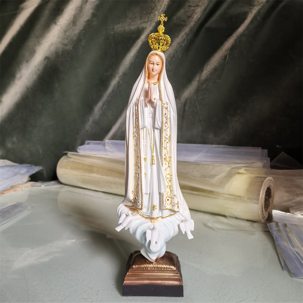 Christianartworkshop Corona d'oro in stile classico, decorazione da tavolo della Madonna di Fatima - Nostra Signora di Fatima - image 0