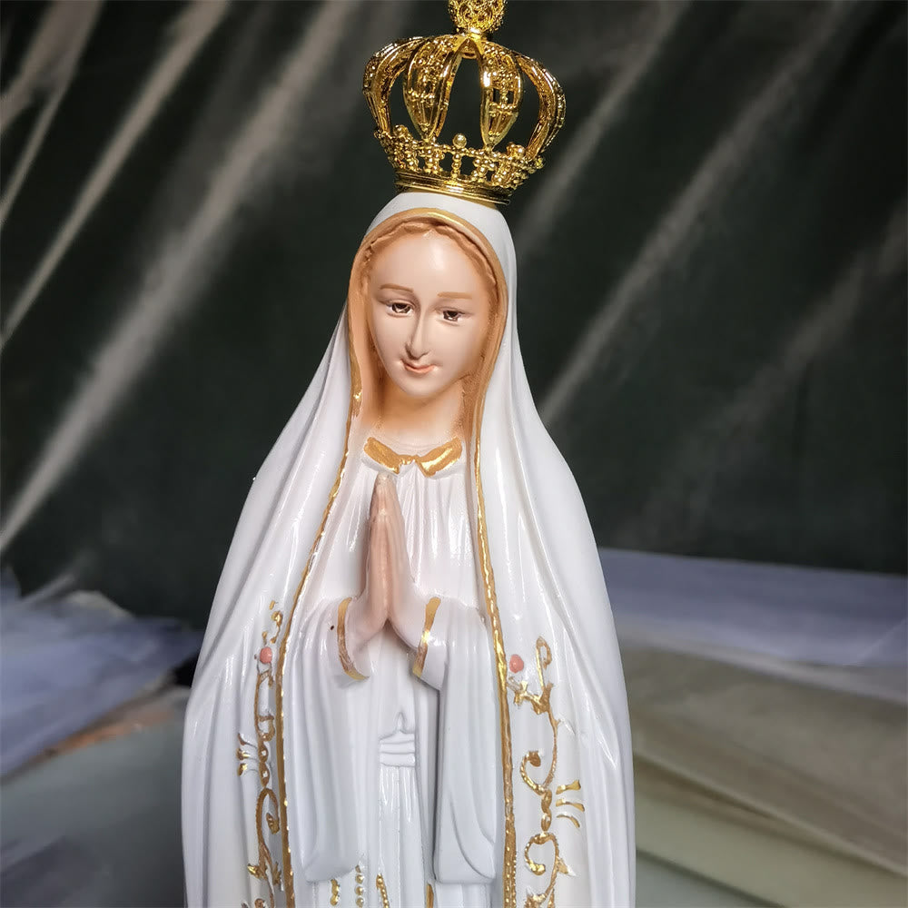 Christianartworkshop Corona d'oro in stile classico, decorazione da tavolo della Madonna di Fatima - image 1