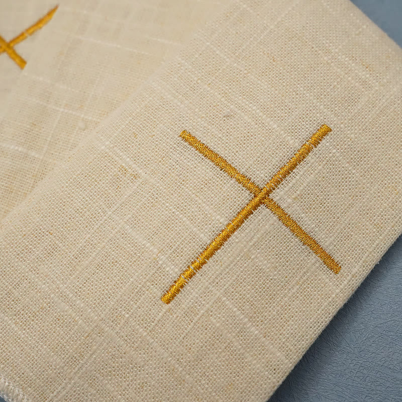 Christianartworkshop Set di biancheria per altare religiosa elegante con croce dorata ricamata in stile classico - image 8