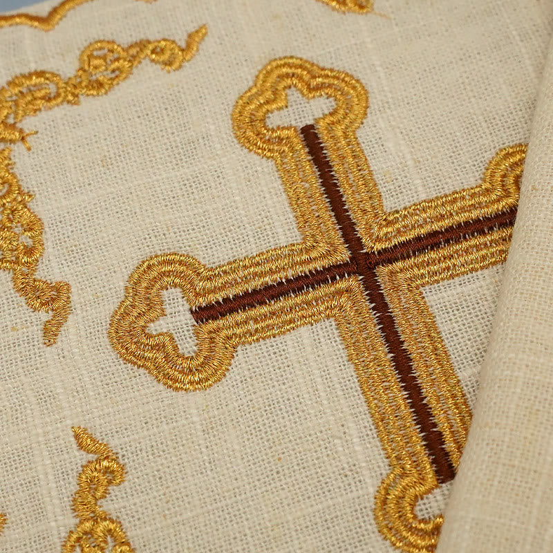 Christianartworkshop Set di biancheria per altare religiosa elegante con croce dorata ricamata in stile classico - image 5