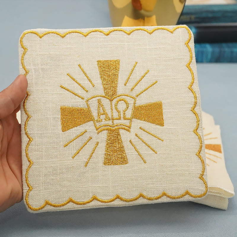 Christianartworkshop Set di biancheria per altare con croce dorata splendente in stile classico - image 7