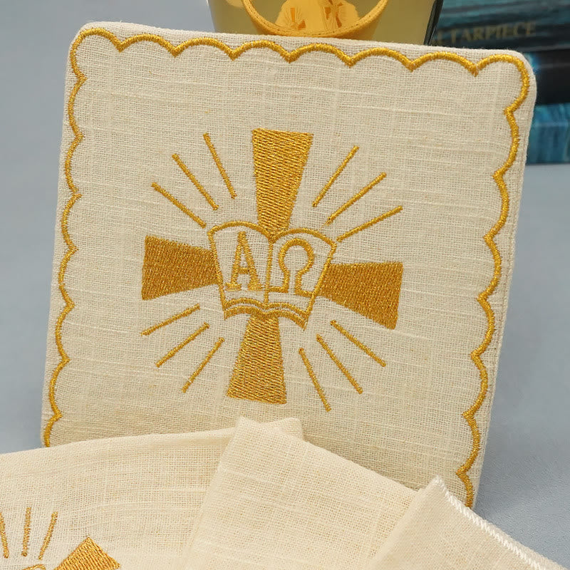 Christianartworkshop Set di biancheria per altare con croce dorata splendente in stile classico - image 6