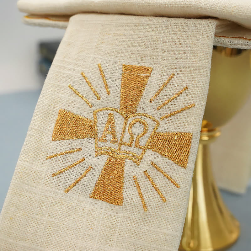 Christianartworkshop Set di biancheria per altare con croce dorata splendente in stile classico - image 8