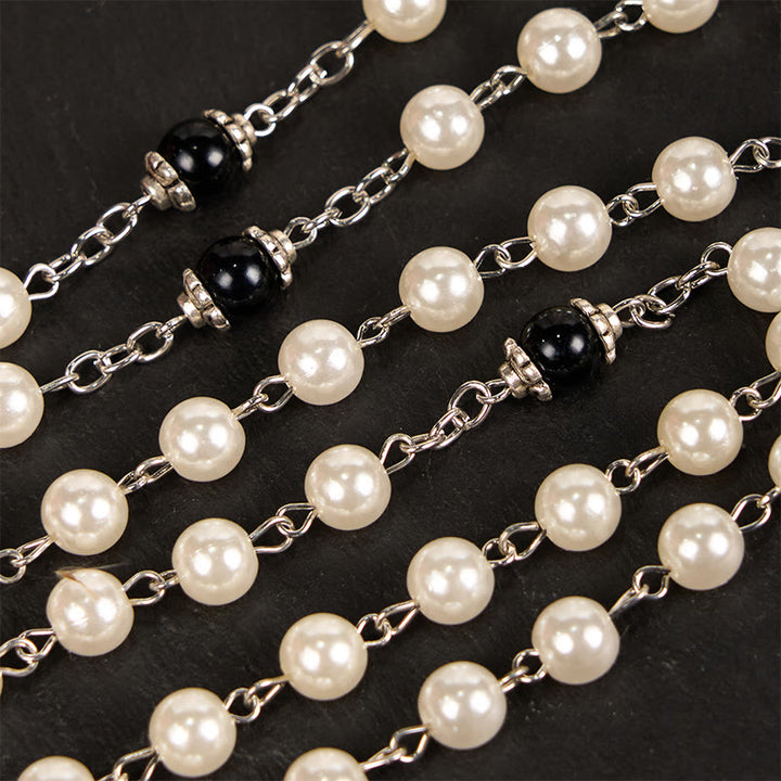 Christianartworkshop Rosario con catena in lega acrilica bianca rotonda da 8 mm con Cuore Immacolato di Maria e Crocifisso - image 4