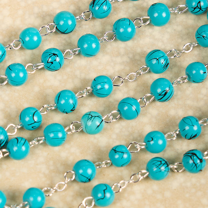 Christianartworkshop Nostra Signora di Aparecida e Crocifisso di Rosario in lega di vetro verde rotondo da 8 mm - image 5