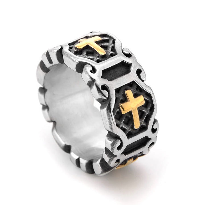Christianartworkshop Anello con motivo elegante a croce sacra in stile moderno - Oro - US 13 - image 0