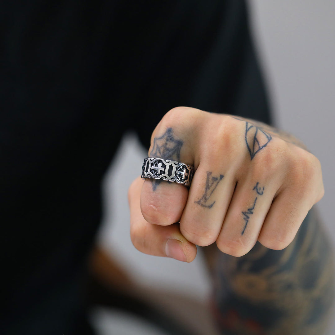 Christianartworkshop Anello con motivo elegante a croce sacra in stile moderno - image 4