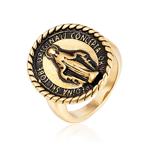 Anello di benedizione con medaglione della Vergine Maria in stile classico Christianartworkshop - image 3