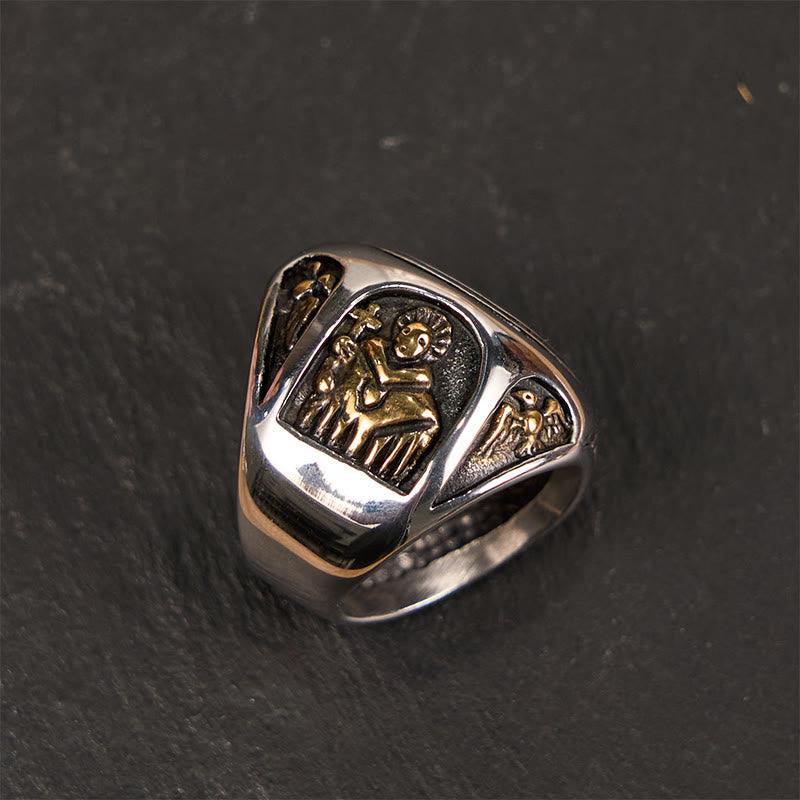 Anello della fede divina con croce di San Benedetto in stile classico Christianartworkshop - image 4