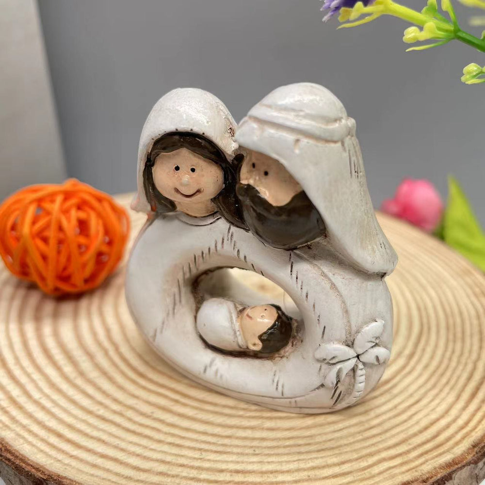 Christianartworkshop Decorazioni da tavolo per presepe in stile classico con Sacra Famiglia e cartoni animati - image 1