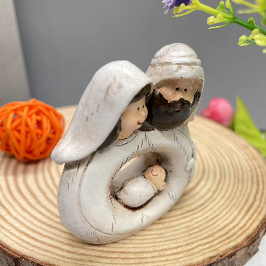 Christianartworkshop Decorazioni da tavolo per presepe in stile classico con Sacra Famiglia e cartoni animati - image 2