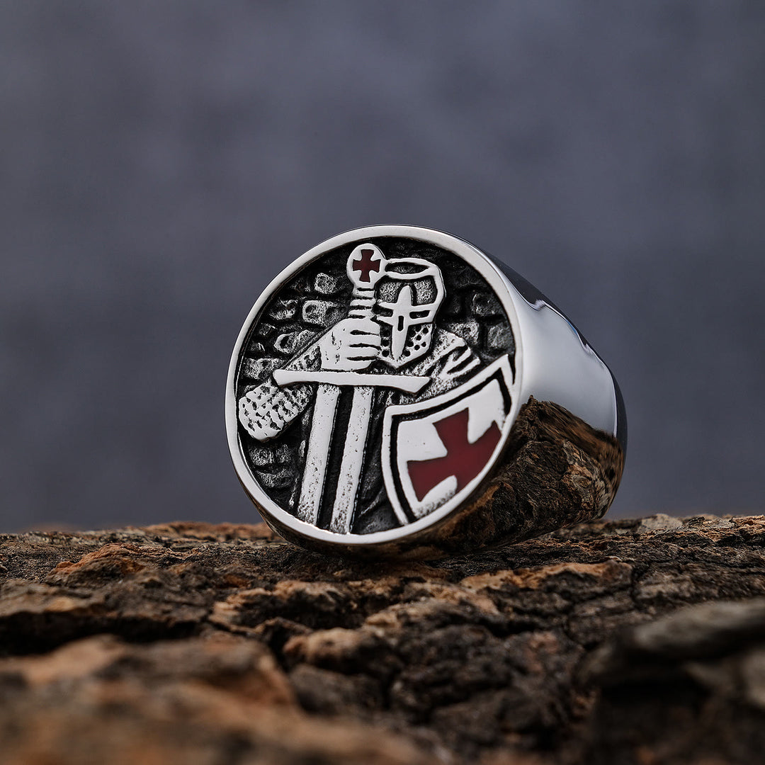 Anello della fede divina con croce dei Cavalieri Templari in stile classico retrò Christianartworkshop - US 13 - image 0