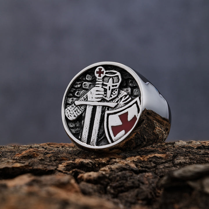 Anello della fede divina con croce dei Cavalieri Templari in stile classico retrò Christianartworkshop - US 13 - image 0