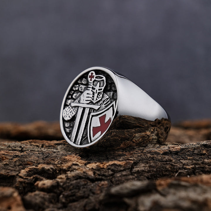 Anello della fede divina con croce dei Cavalieri Templari in stile classico retrò Christianartworkshop - image 3
