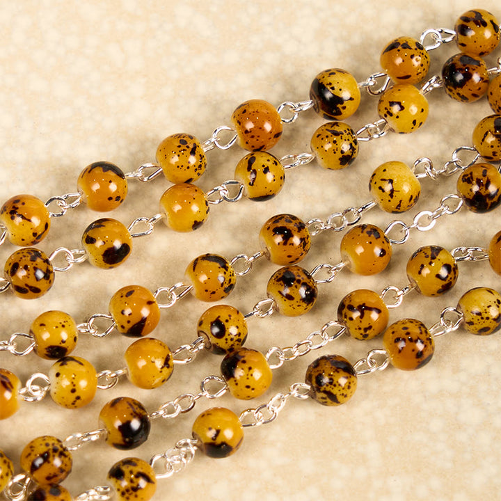 Christianartworkshop Rosario con catena in lega di pietra rotonda da 8 mm con motivo Madonna di Fatima e Crocifisso - image 5