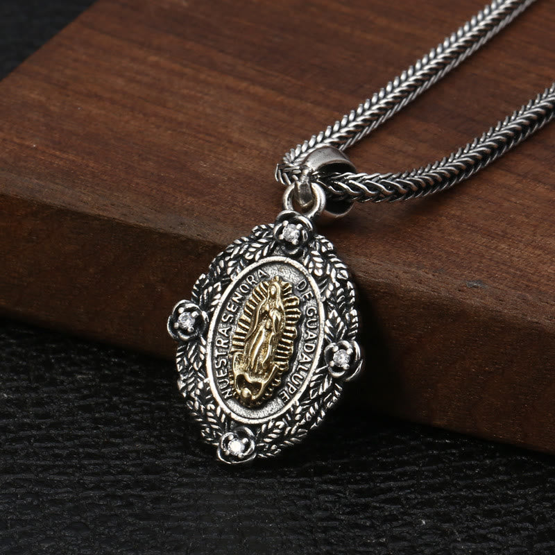 Collana con ciondolo in argento sterling stile classico di Nostra Signora di Guadalupe e San Michele Christianartworkshop - Nostra Signora e San Michele - image 0