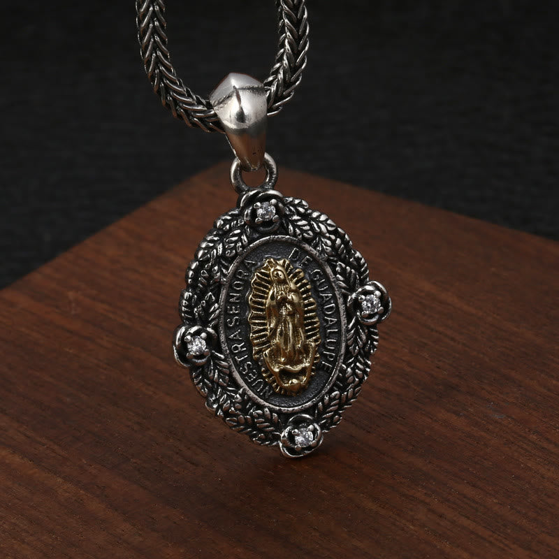 Collana con ciondolo in argento sterling stile classico di Nostra Signora di Guadalupe e San Michele Christianartworkshop - image 2