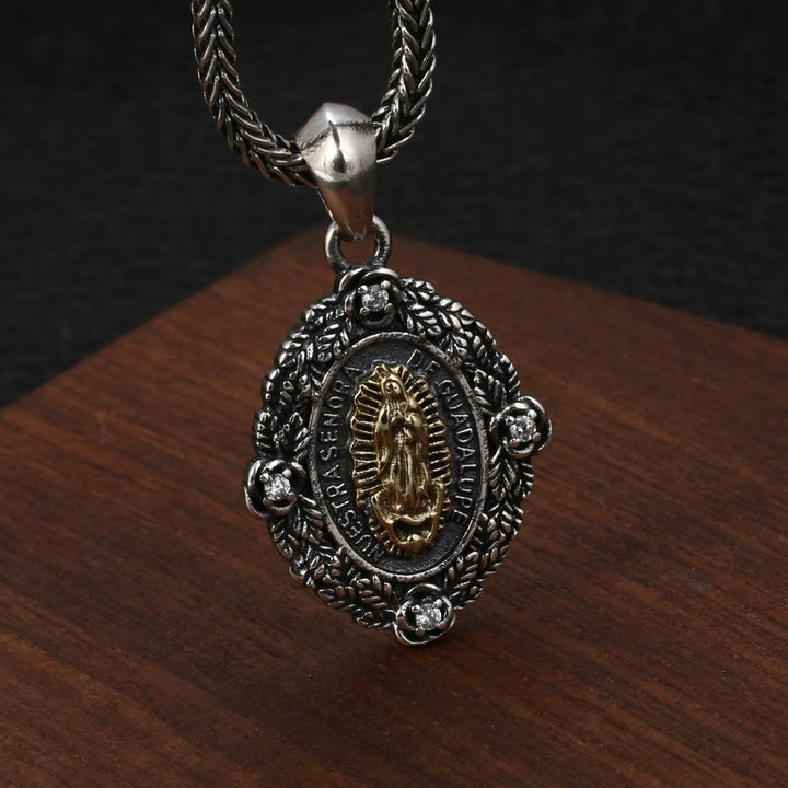 Collana con ciondolo in argento sterling stile classico di Nostra Signora di Guadalupe e San Michele Christianartworkshop - image 2