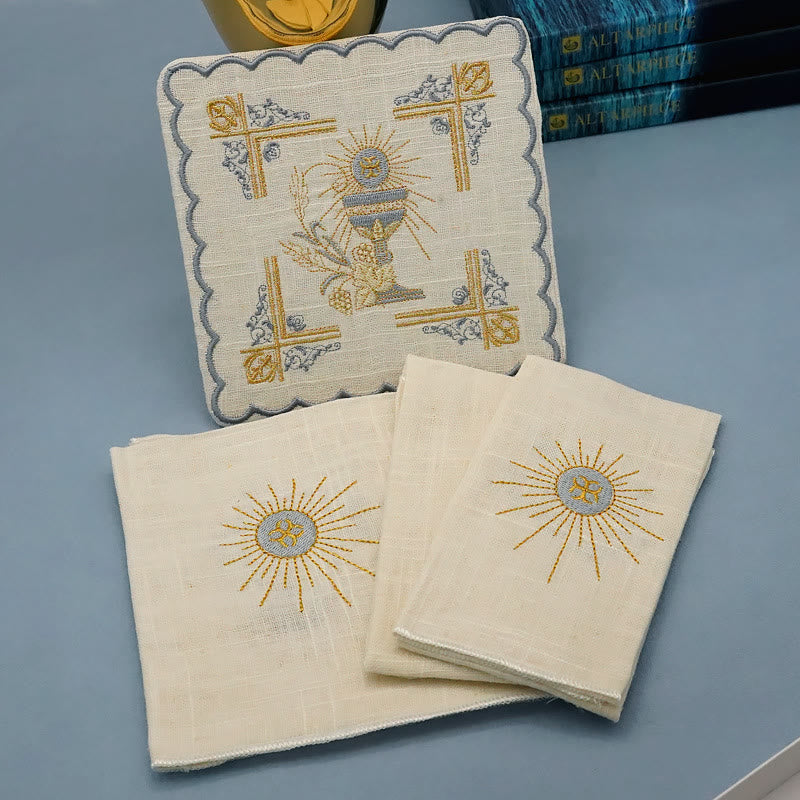 Christianartworkshop Set di velo per calice e purificatore in stile classico Set di biancheria per altare religiosa - image 1