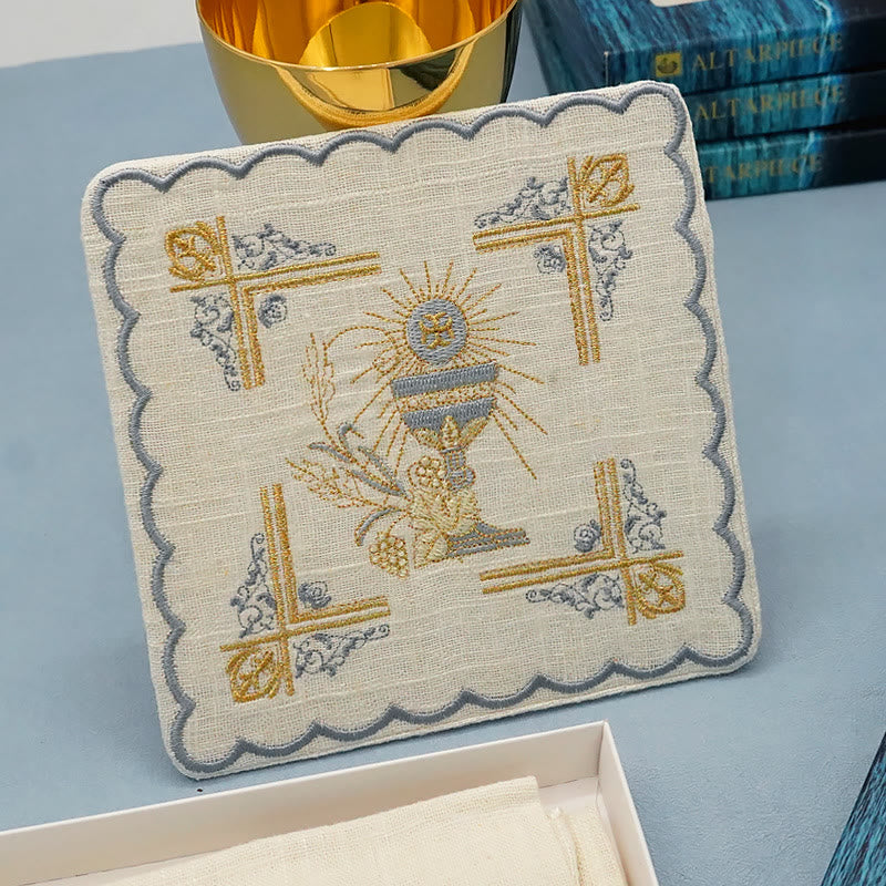 Christianartworkshop Set di velo per calice e purificatore in stile classico Set di biancheria per altare religiosa - image 2