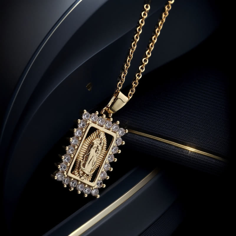 Collana della Vergine Maria Christianartworkshop con pendente in micro-pavé di zirconi colorati - Stile 1 - image 0