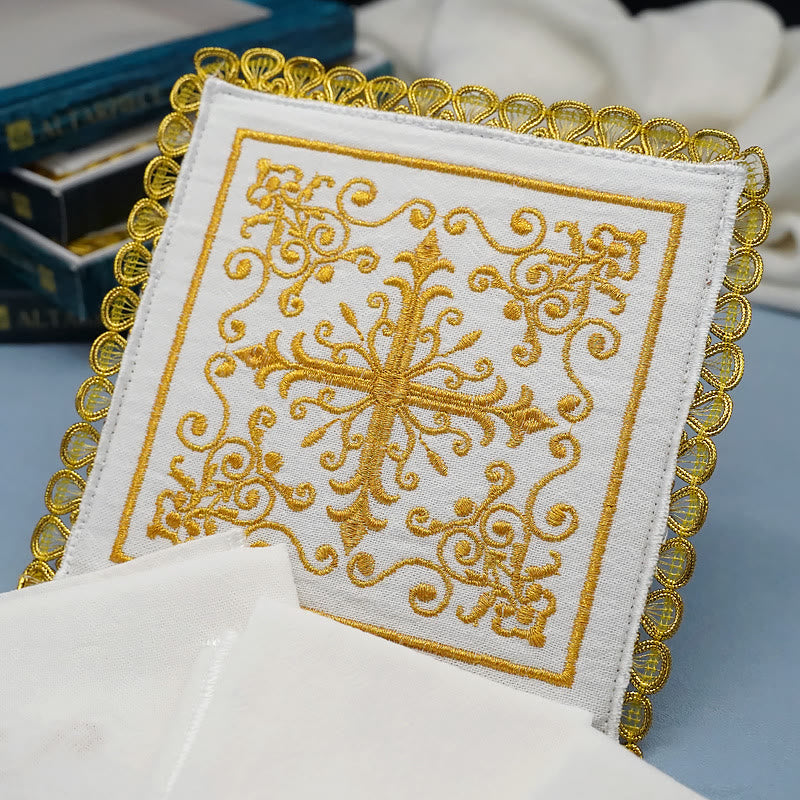 Christianartworkshop Set di velo per calice e purificatore Golden Grace in stile classico Set di biancheria per altare religiosa - image 4