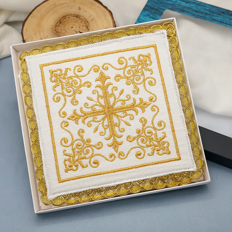 Christianartworkshop Set di velo per calice e purificatore Golden Grace in stile classico Set di biancheria per altare religiosa - image 3