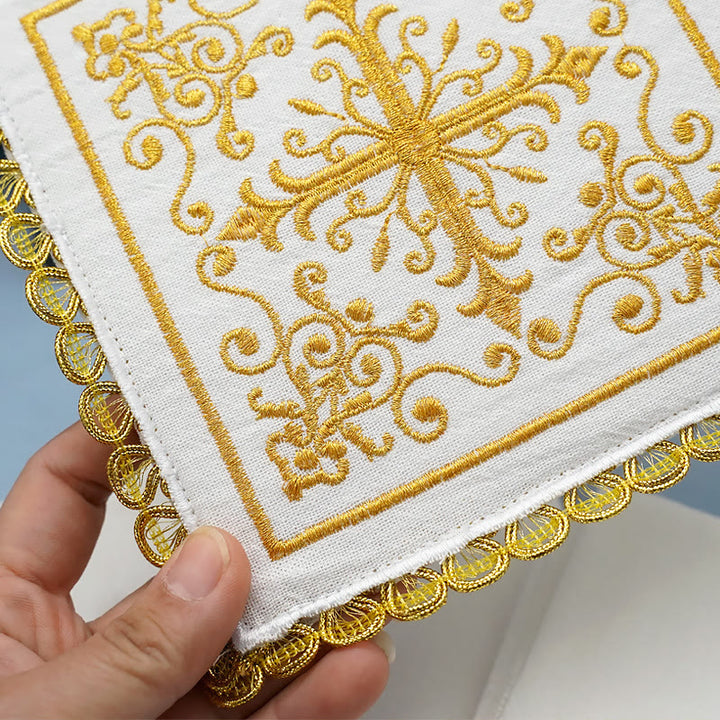 Christianartworkshop Set di velo per calice e purificatore Golden Grace in stile classico Set di biancheria per altare religiosa - image 8