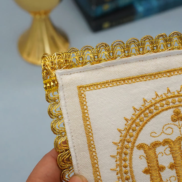 Christianartworkshop Velo per calice e set purificatore ricamati in oro Set di biancheria per altare religioso (disegno IHS) - image 7