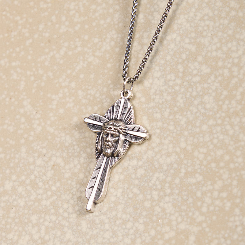 Christianartworkshop Collana con ciondolo a forma di croce con icona di Gesù in stile retrò e crocifisso benedetto - image 2