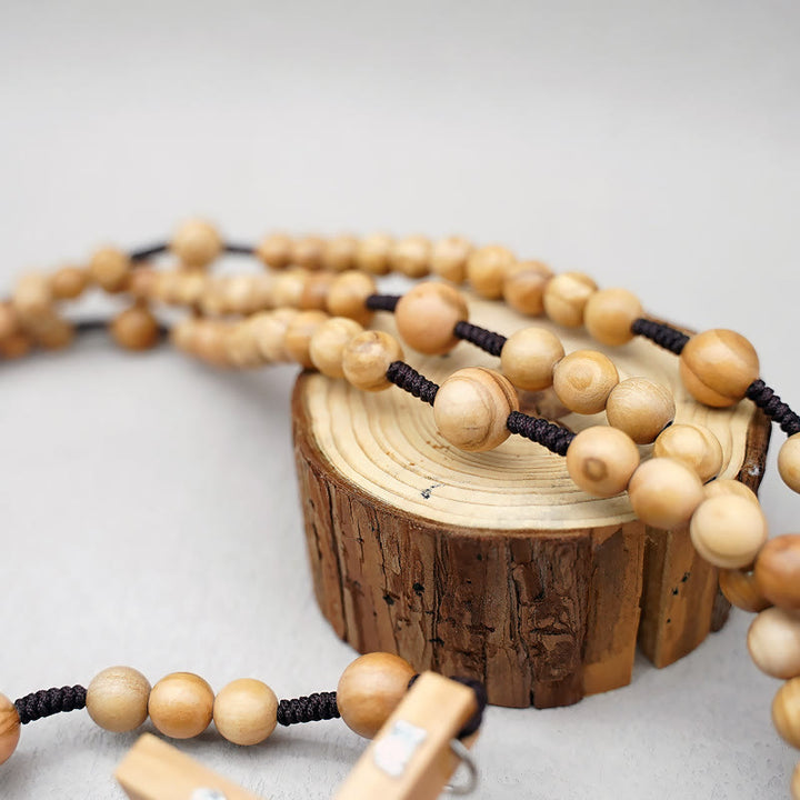 Christianartworkshop Rosario di preghiera di quindici decadi in perline di legno d'ulivo da 12 mm dei Beati - image 5