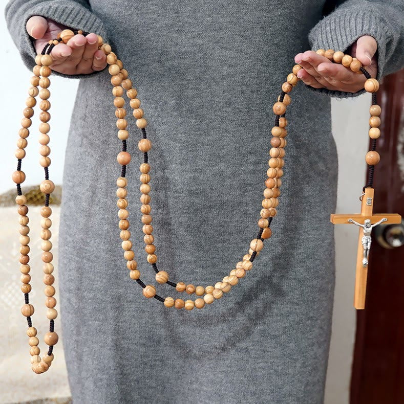 Christianartworkshop Rosario di preghiera di quindici decadi in perline di legno d'ulivo da 12 mm dei Beati - Legno d'ulivo - image 0