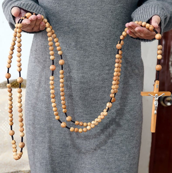 Christianartworkshop Rosario di preghiera di quindici decadi in perline di legno d'ulivo da 12 mm dei Beati - Legno d'ulivo - image 0