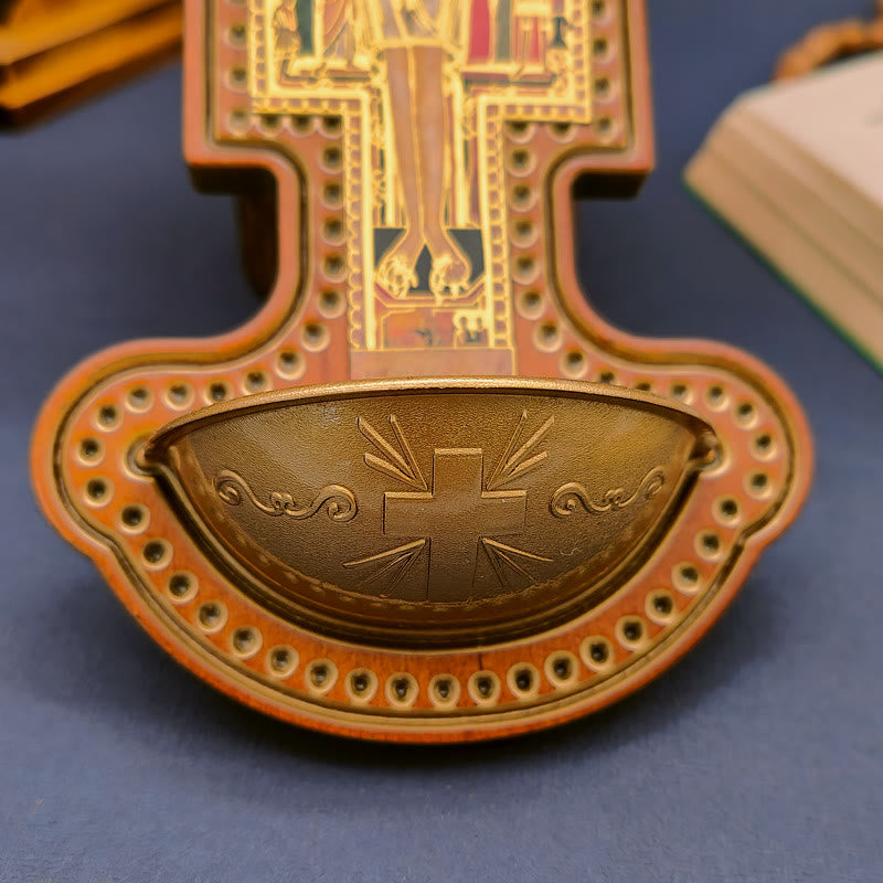 Christianartworkshop Acquasantiera Damian Via Crucis Croce in legno d'ulivo - image 3