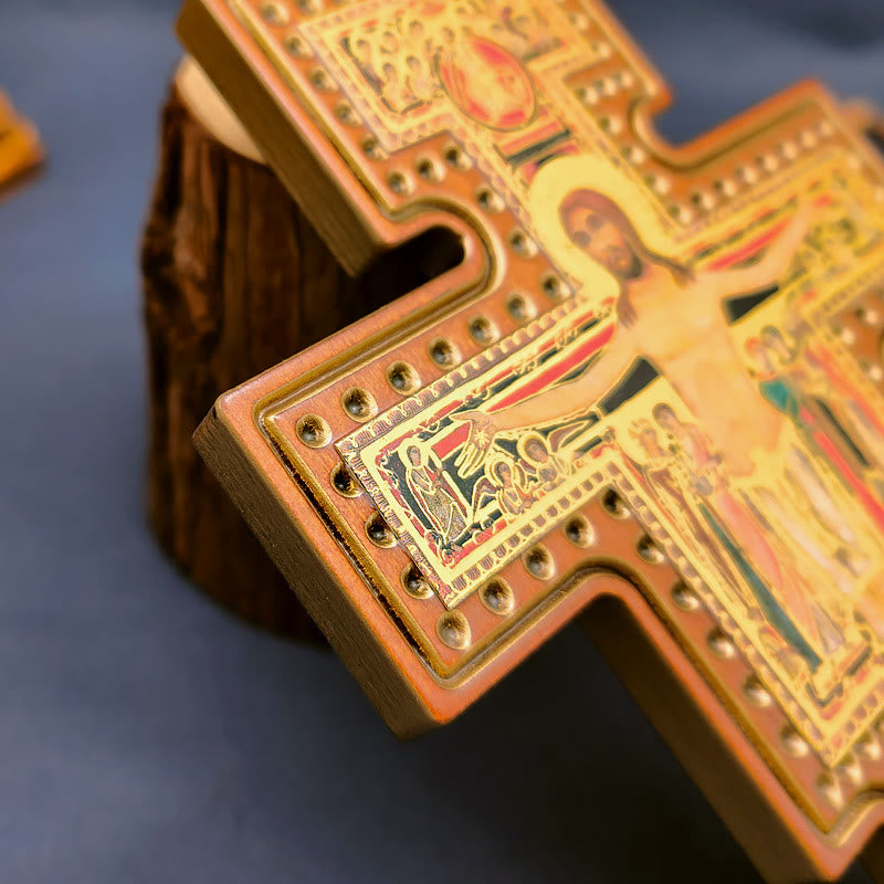 Christianartworkshop Acquasantiera Damian Via Crucis Croce in legno d'ulivo - image 5