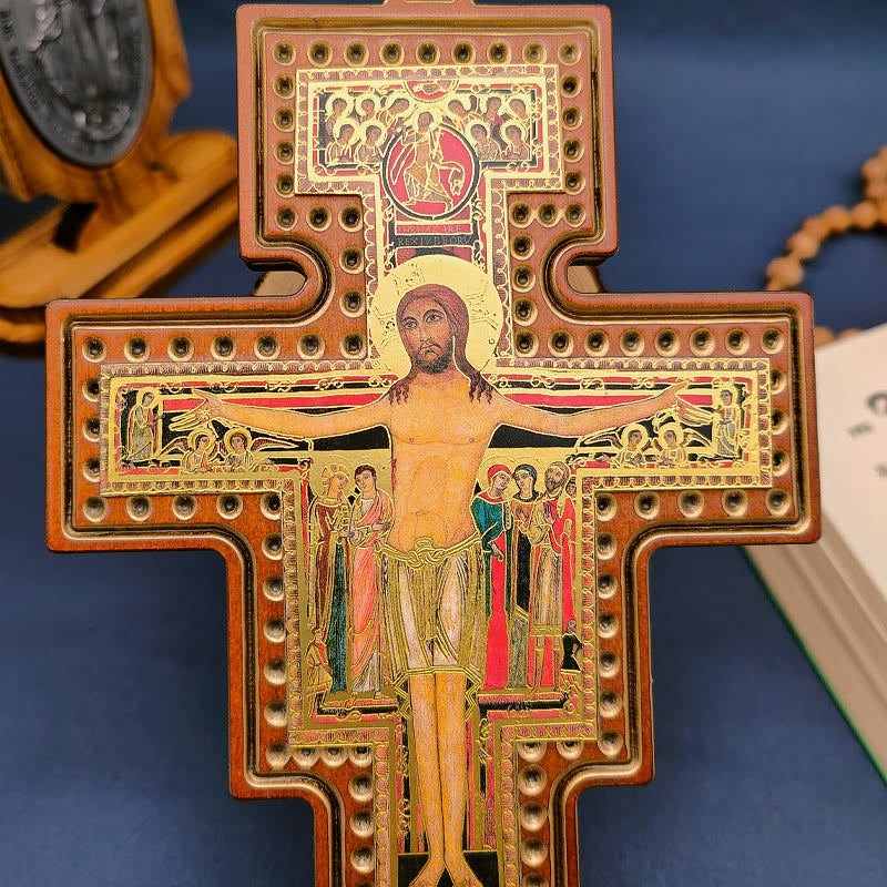 Christianartworkshop Acquasantiera Damian Via Crucis Croce in legno d'ulivo - image 6