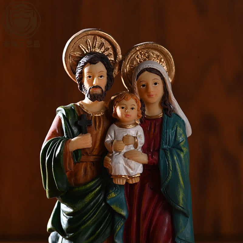 Christianartworkshop Set di statuette della Sacra Famiglia in stile colorato, decorazioni da tavolo, ornamento - image 1