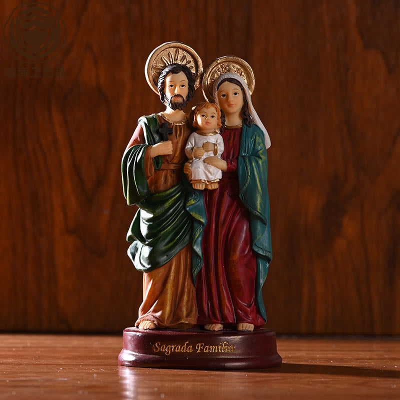 Christianartworkshop Set di statuette della Sacra Famiglia in stile colorato, decorazioni da tavolo, ornamento - Sacra Famiglia - image 0