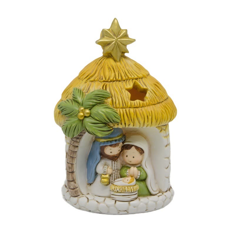 Christianartworkshop Set di statuette della Sacra Famiglia in stile cartone animato, decorazioni da tavolo e ornamenti - image 1