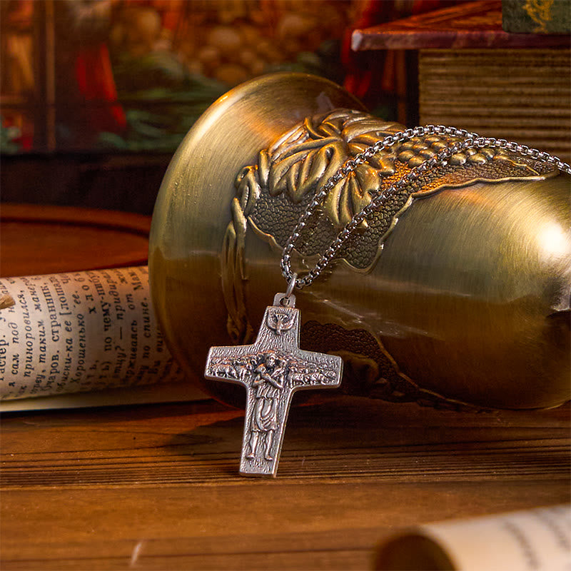 Christianartworkshop Collana con ciondolo in stile retrò Gesù e le sue pecore, il Buon Pastore - image 1