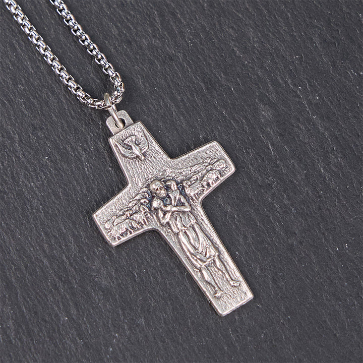 Christianartworkshop Collana con ciondolo in stile retrò Gesù e le sue pecore, il Buon Pastore - image 5