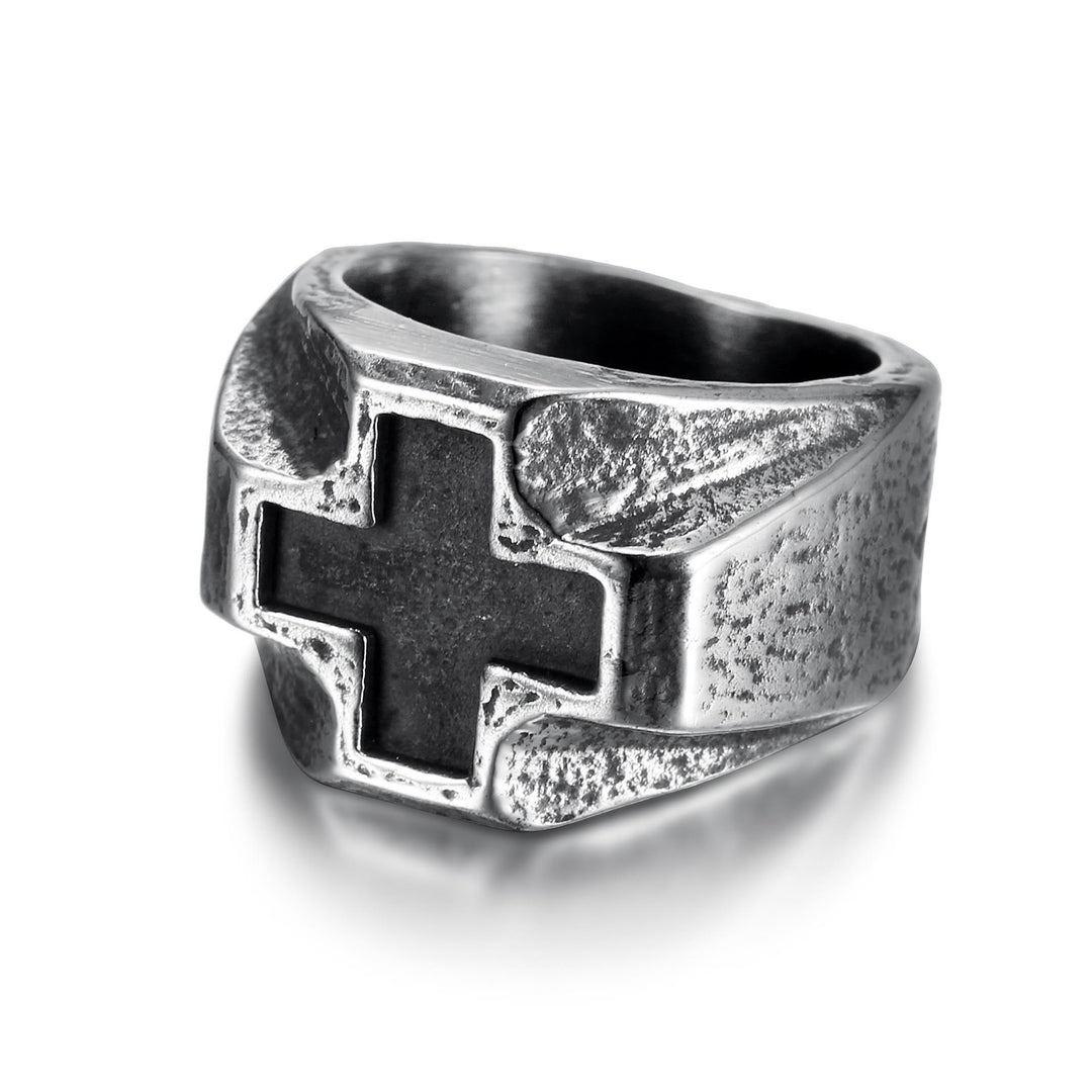 Anello della fede in acciaio inossidabile con incisione a croce in stile Heavy Metals Christianartworkshop - image 3