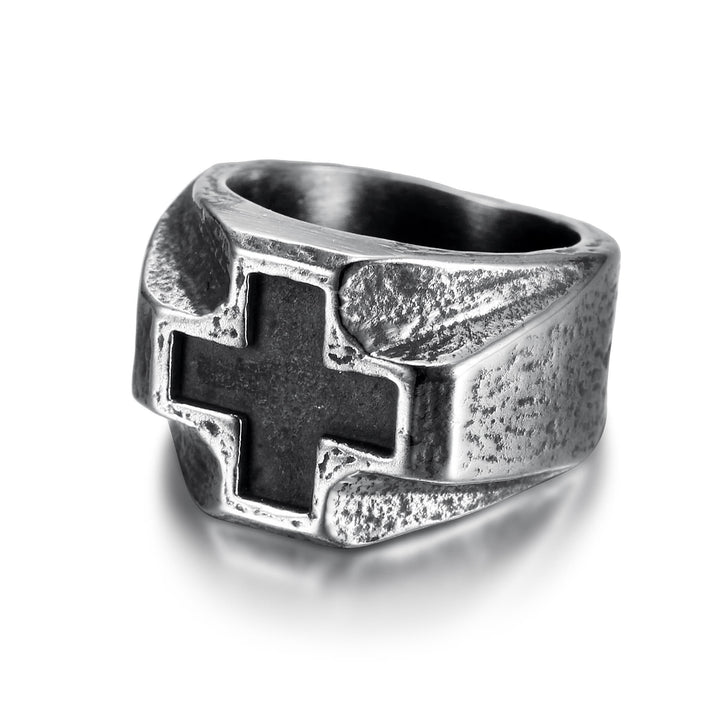 Anello della fede in acciaio inossidabile con incisione a croce in stile Heavy Metals Christianartworkshop - image 3
